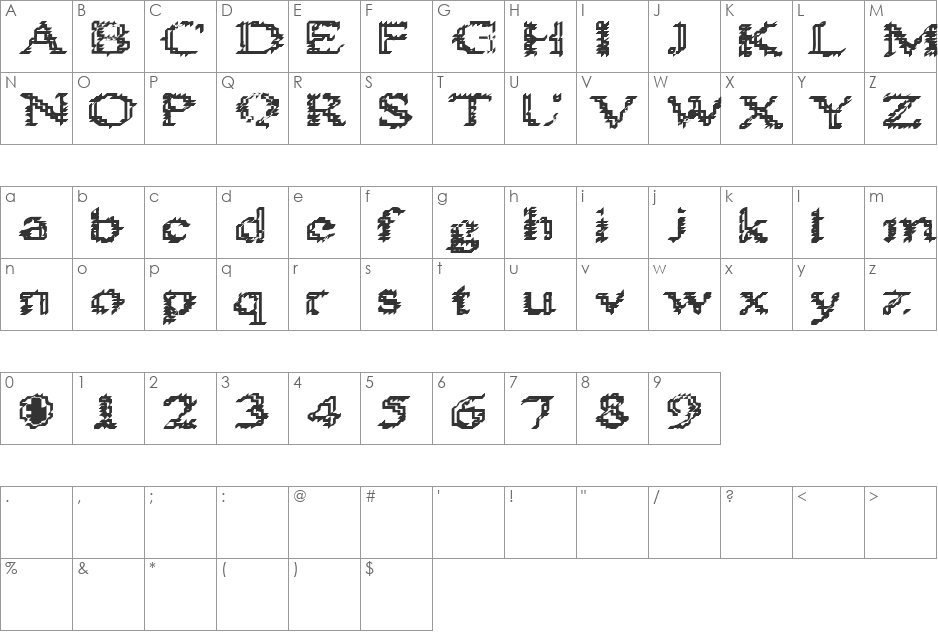 Heat Sinks 486 font character map preview
