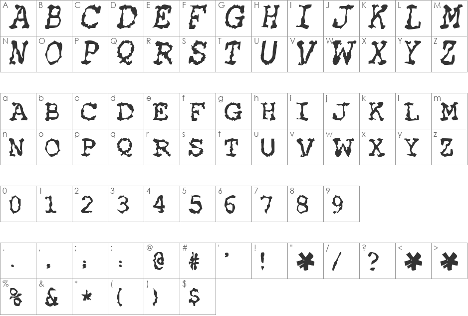 HEATWAVE font character map preview