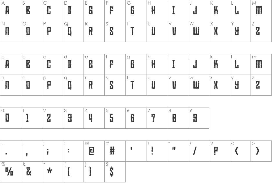 Heatwerk DEMO font character map preview