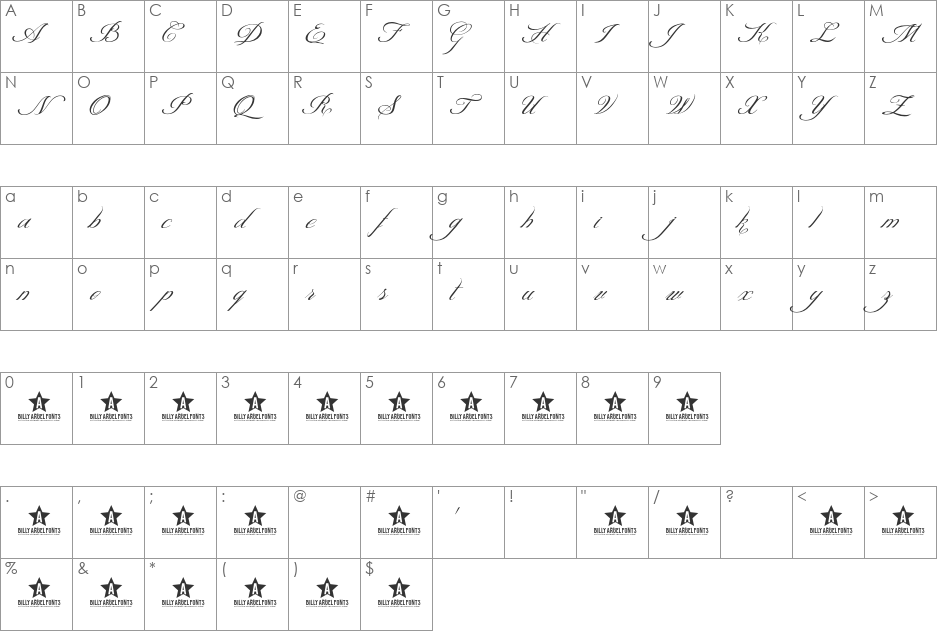 HEAVEN GATE font character map preview