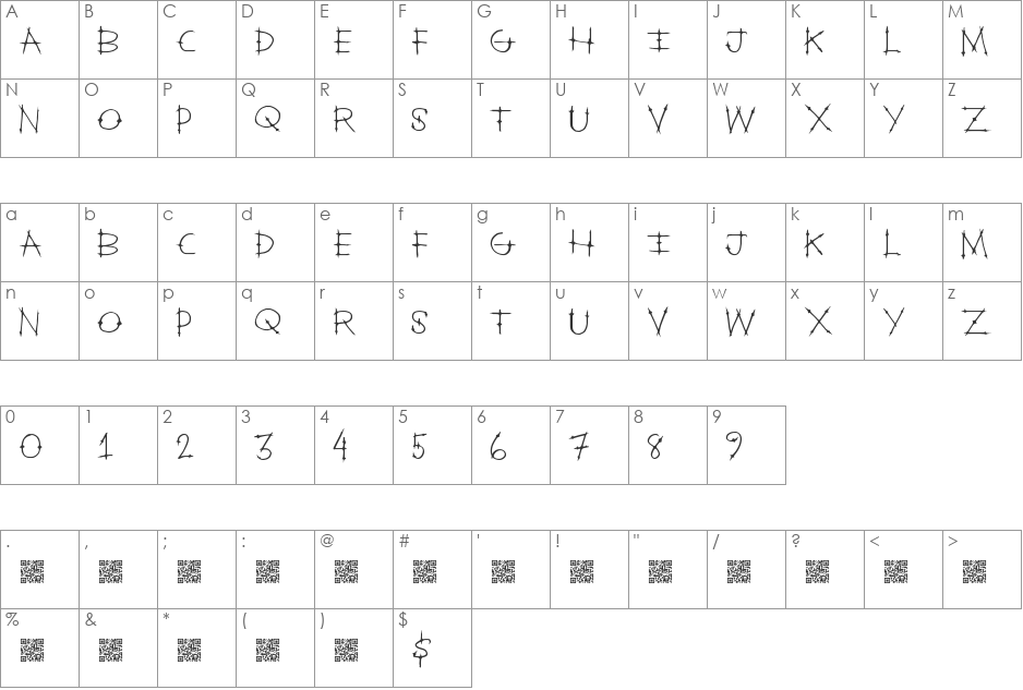 HeavenGate font character map preview