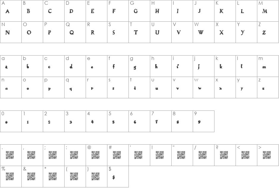 HeavenlyWings font character map preview