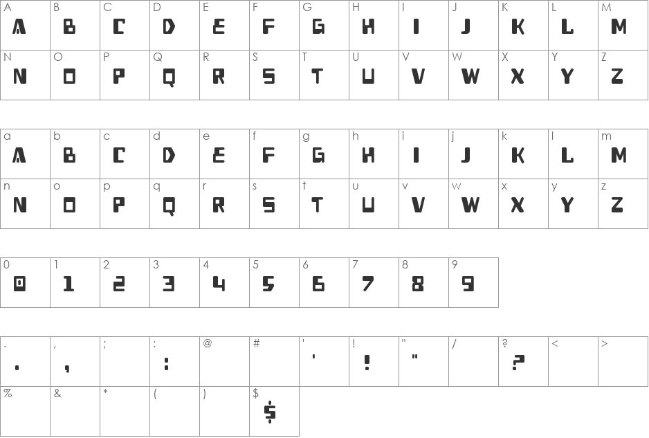 Heavy Data font character map preview