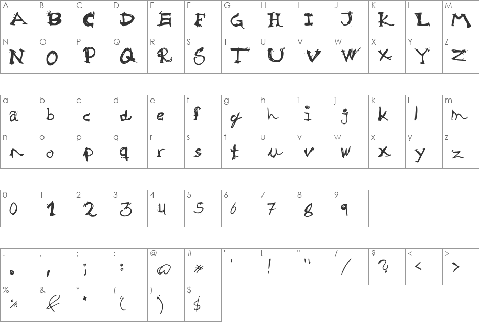 Heavy love font character map preview