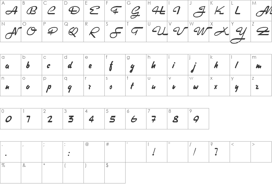 Heavy Rock font character map preview