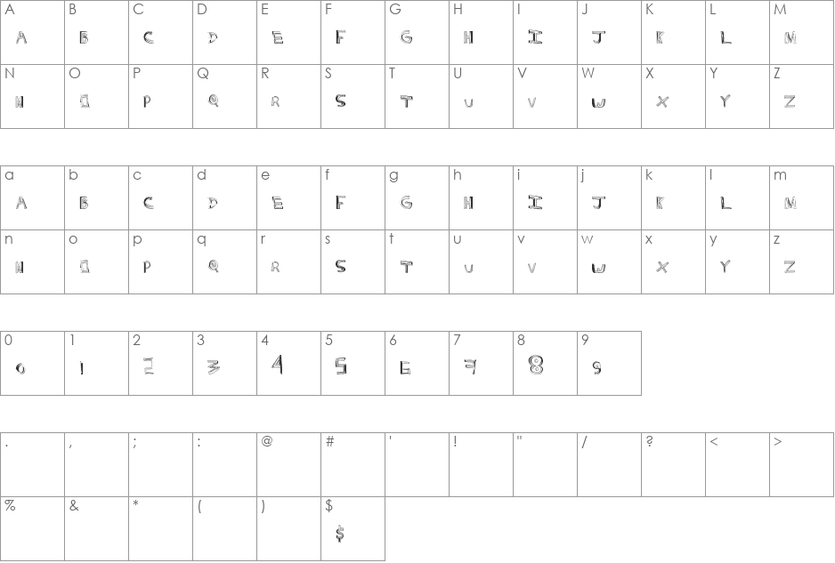 Heavy Weight font character map preview