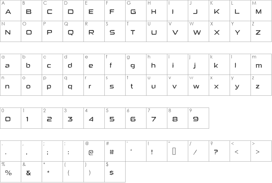 HeavyBomb font character map preview
