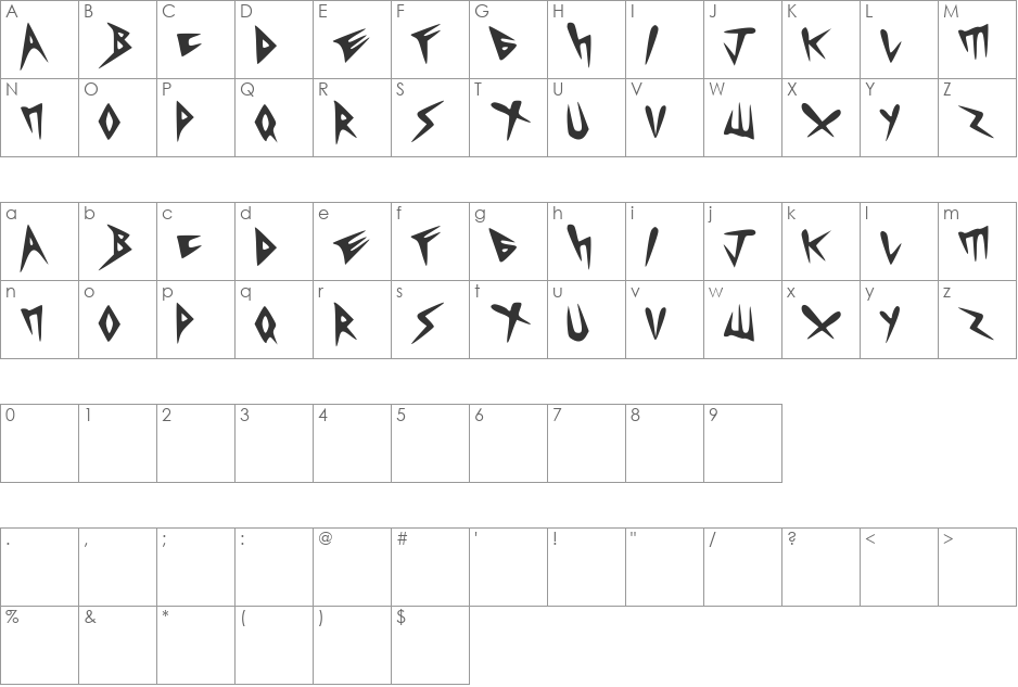 HEAVYCRIST font character map preview
