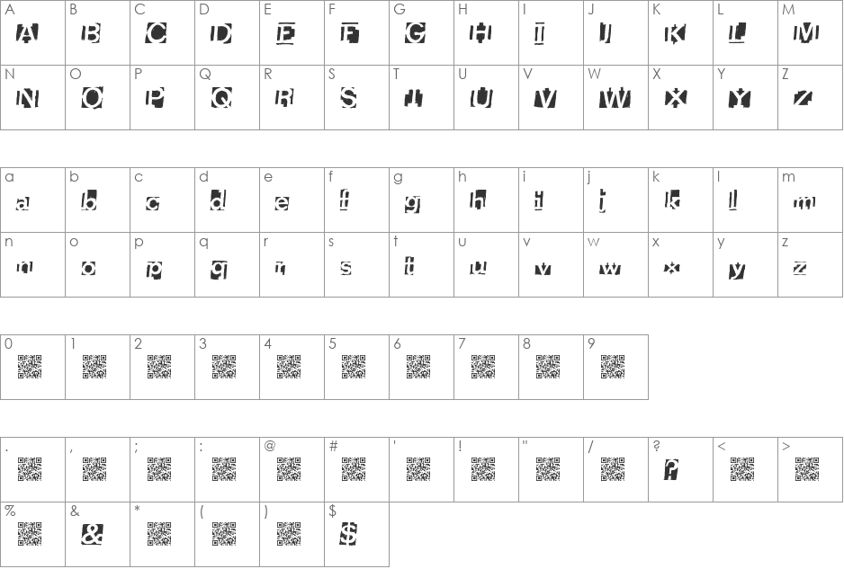 HeavyLoading font character map preview