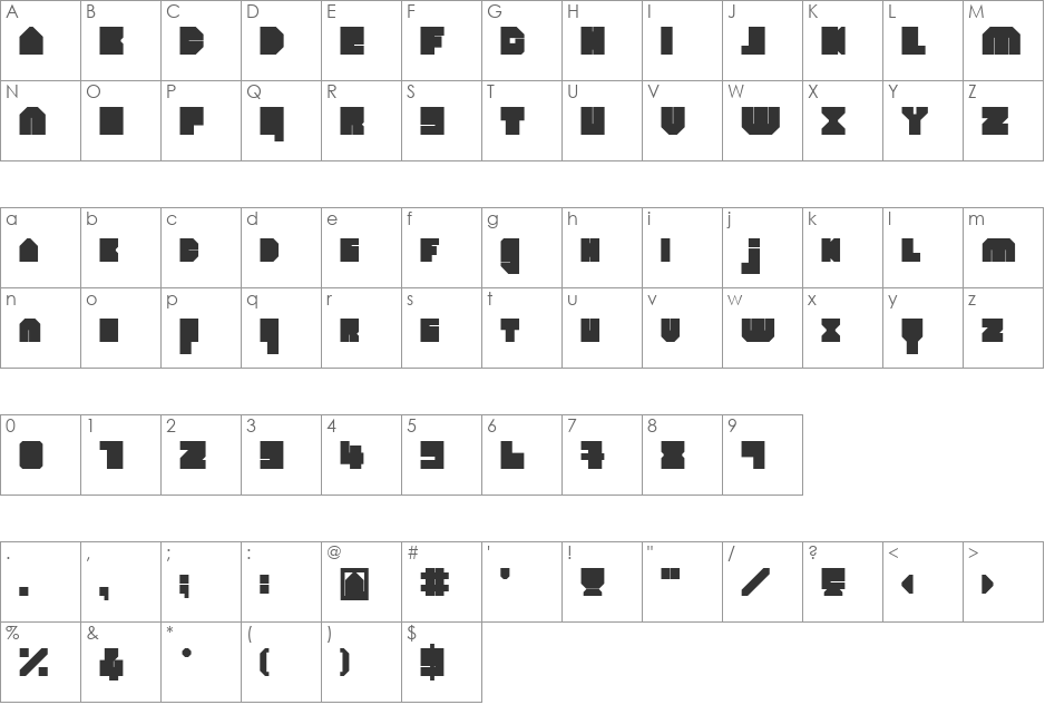heavyLOUDedge font character map preview