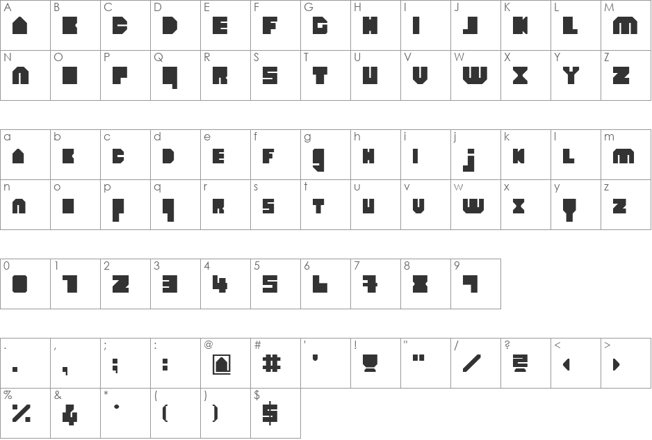 heavyLOUDedgeline font character map preview