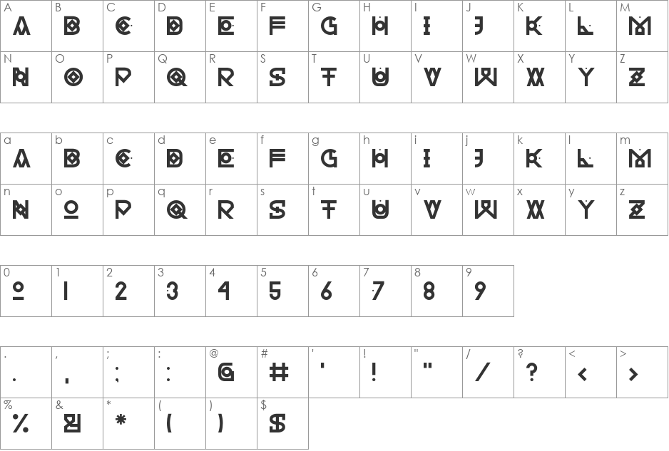 HECTICA font character map preview