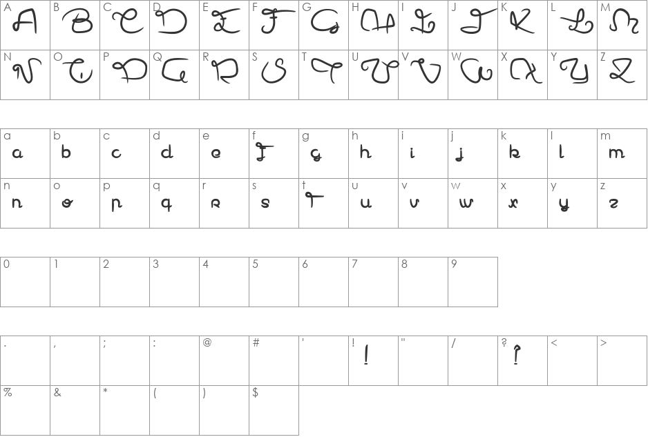 Hector le Dragon  font character map preview