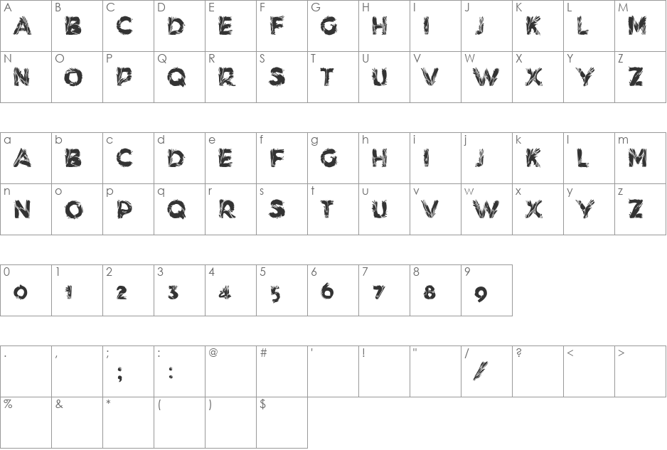HedgeFlow font character map preview