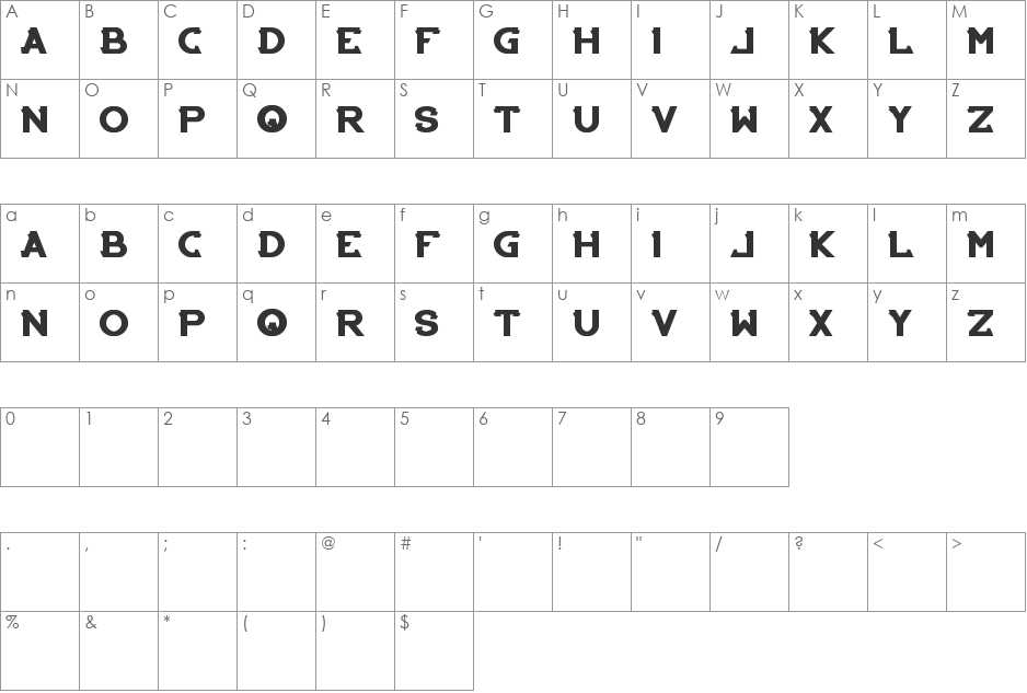 ARCADE font character map preview