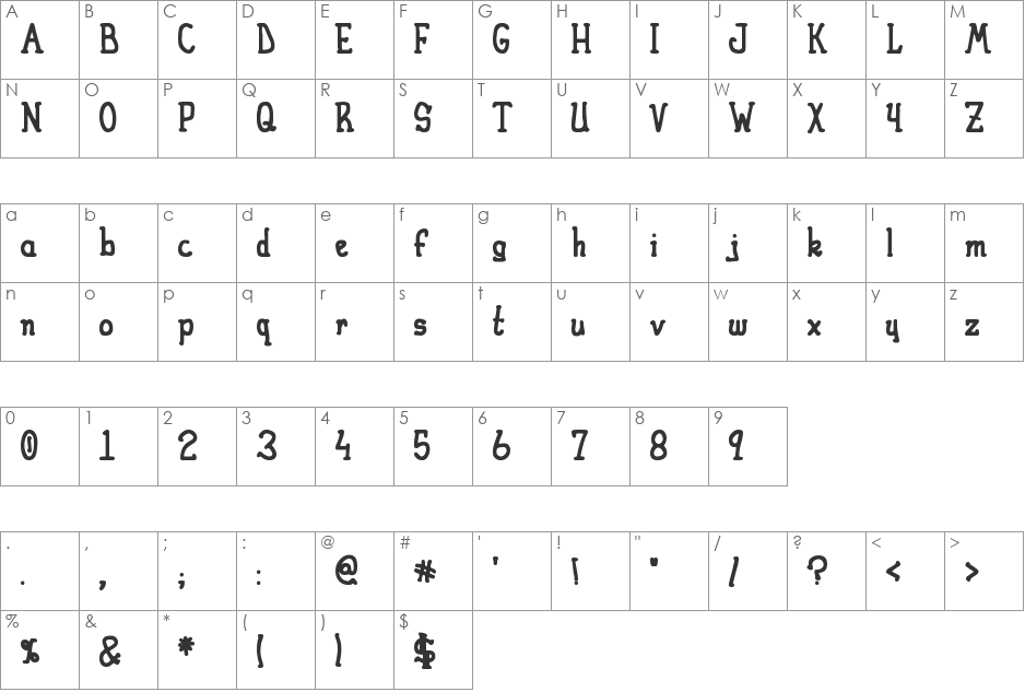 Heirany Bold-Marker font character map preview