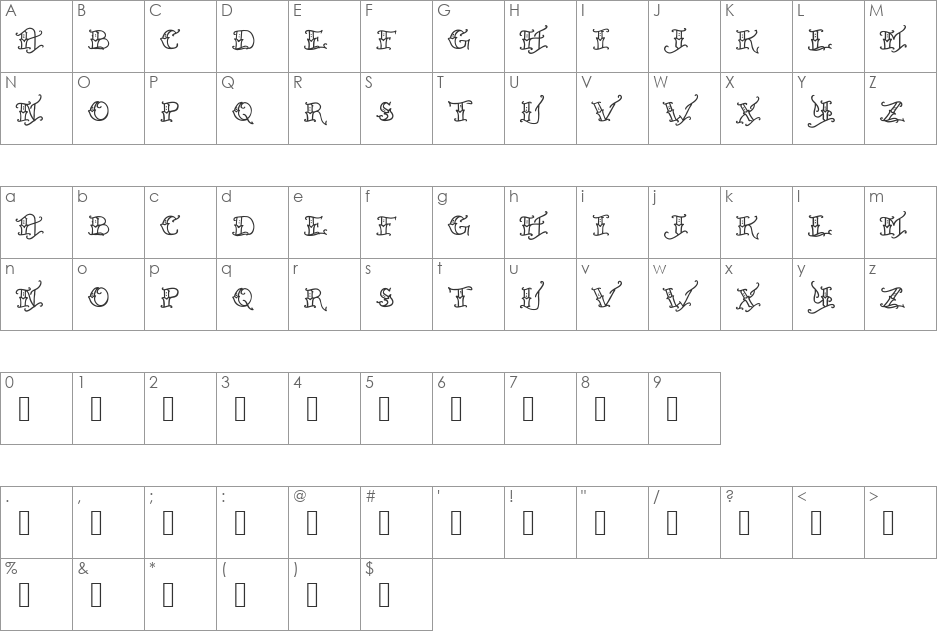 Held x Fast font character map preview