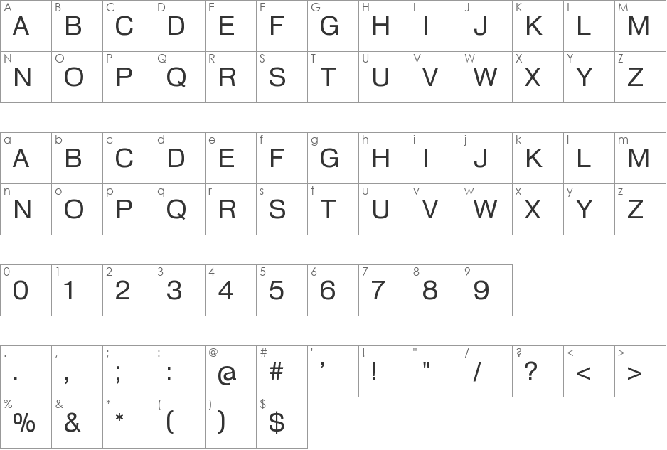 HeldustryFTVBasic font character map preview