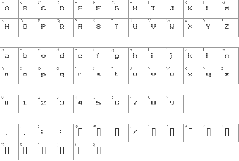 Arcade font character map preview