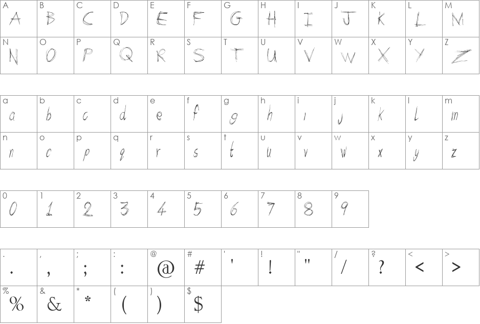 Arcade Book font character map preview