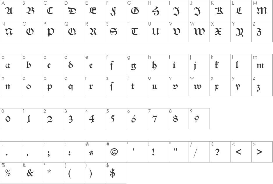 HelenaBecker font character map preview