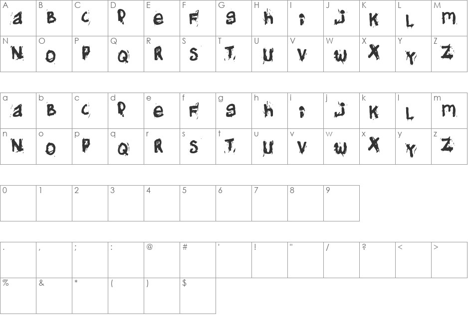 Helifonter font character map preview