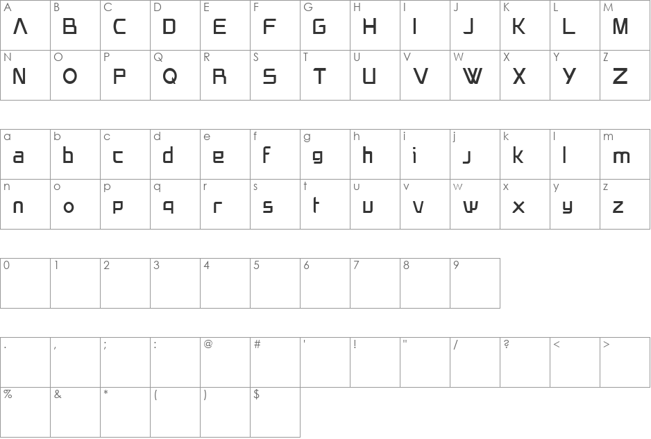 HELIOS font character map preview