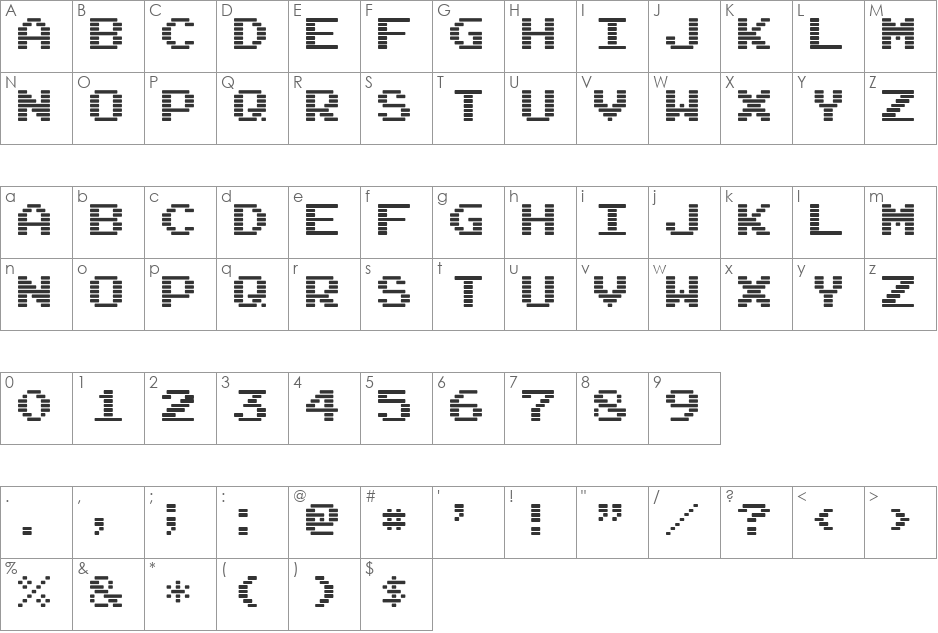 Arcade Interlaced font character map preview