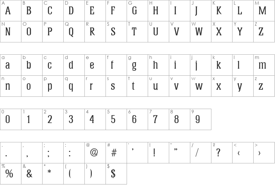 Helium-Medium font character map preview