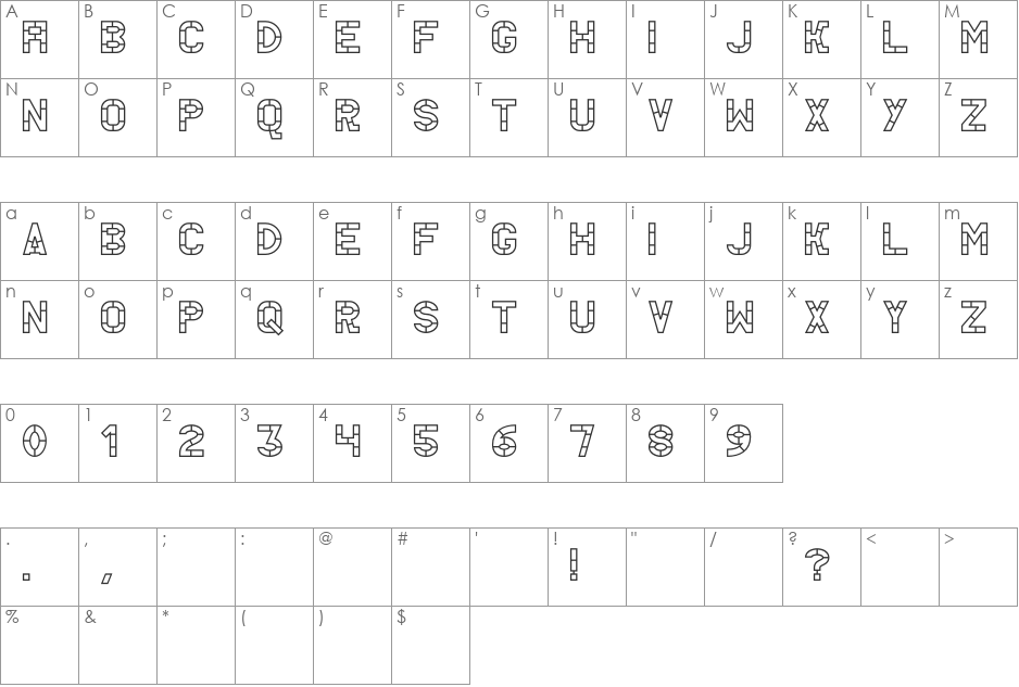 AC Thermes font character map preview