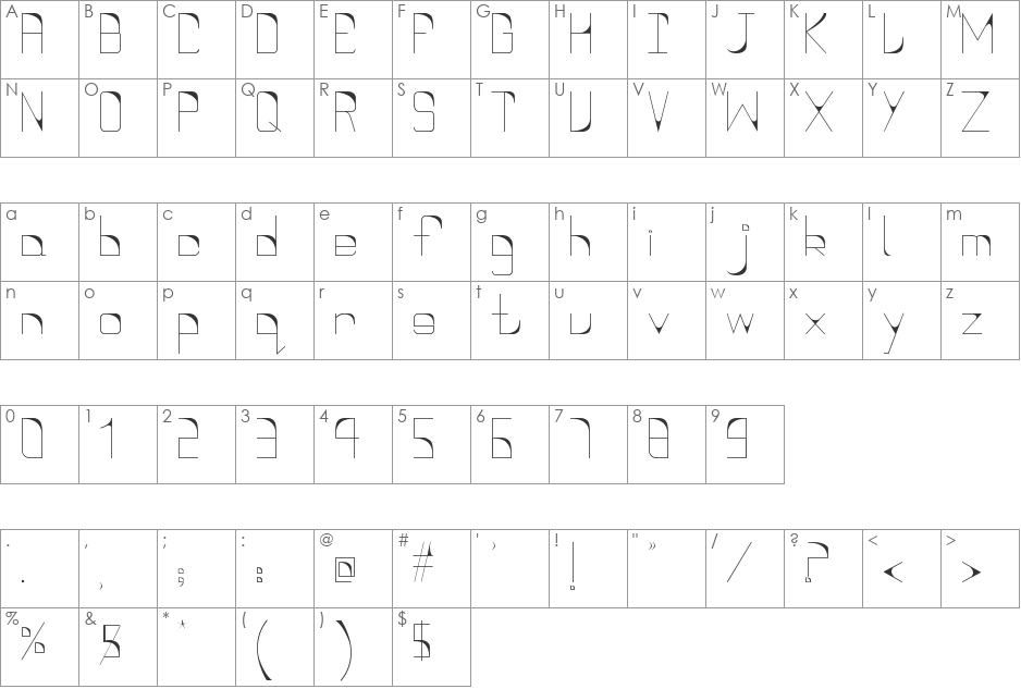 Helix font character map preview