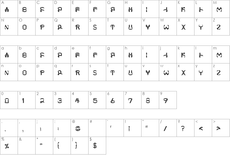 helixx font character map preview