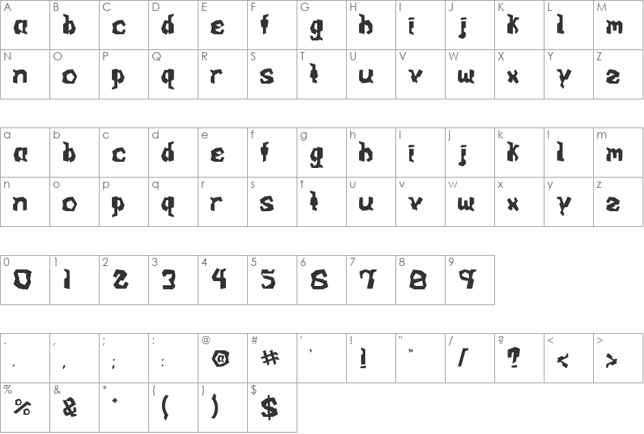 Arcade v0.1 font character map preview