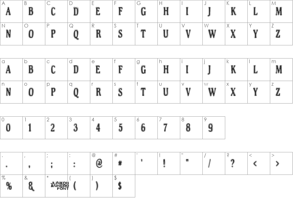 Helleplus32 font character map preview