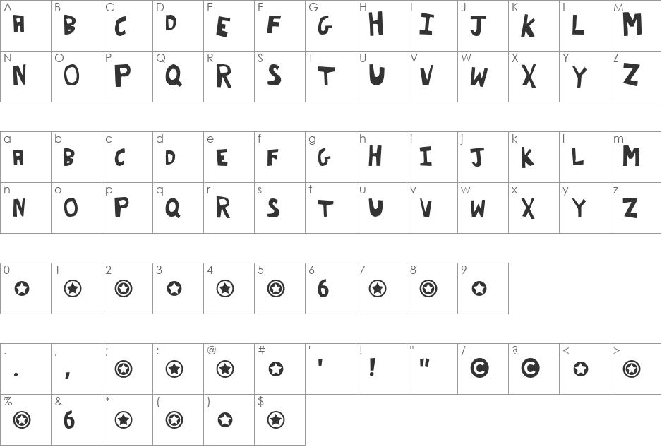 Hellmoney font character map preview