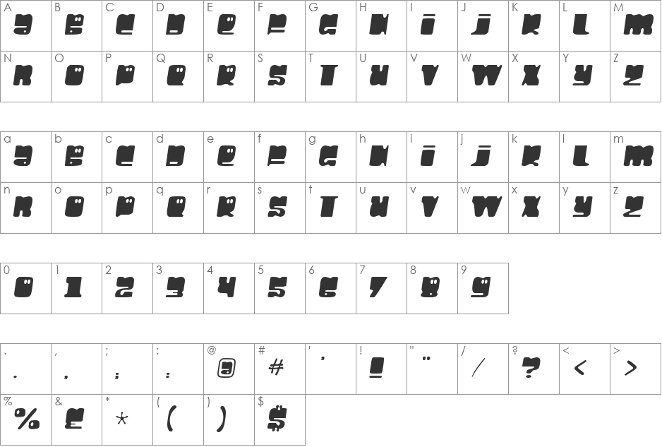 Hello Larry font character map preview