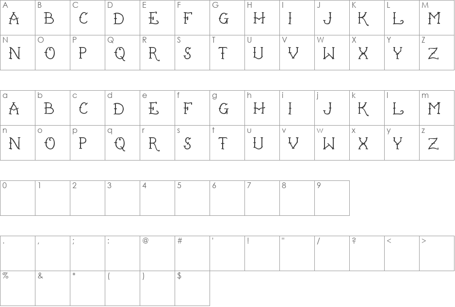 Hello Sailor font character map preview