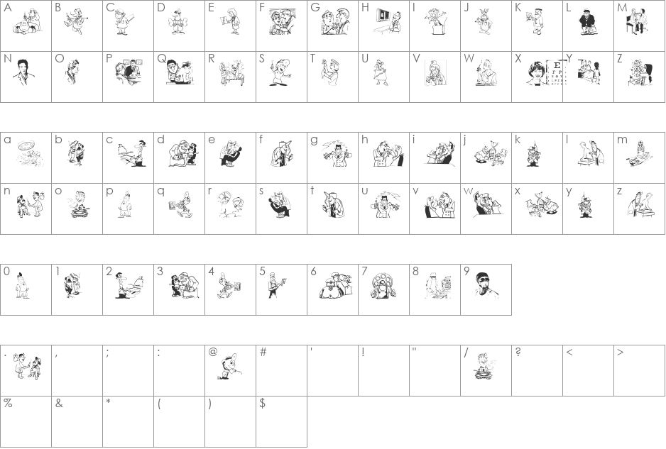 HelloDoc font character map preview