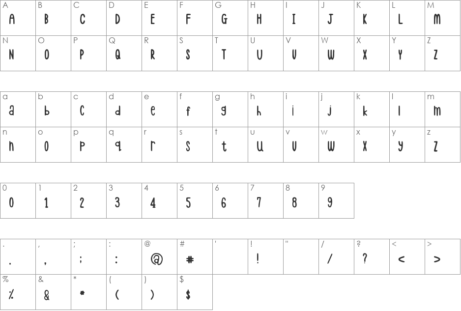 hellogiraffe font character map preview