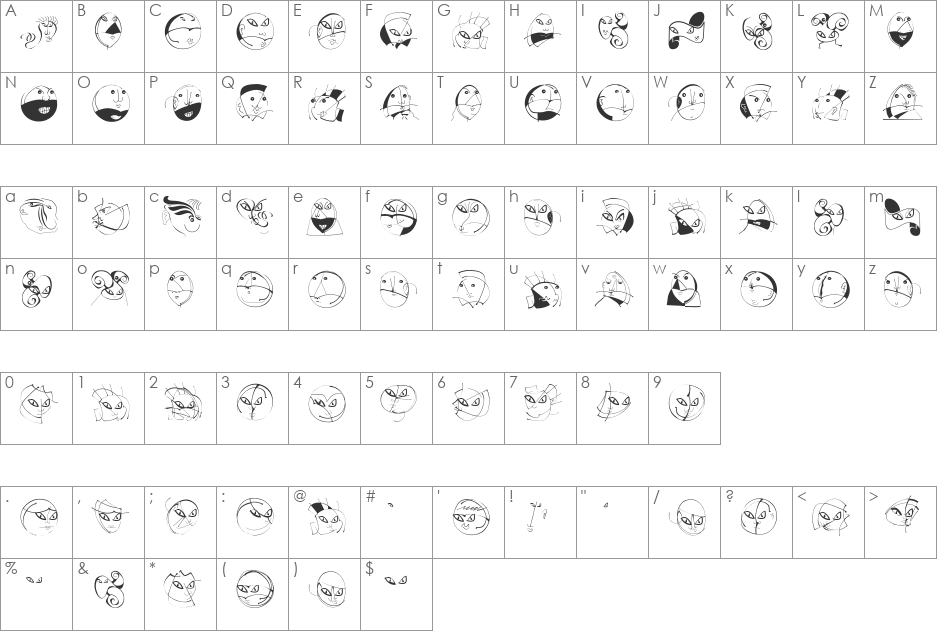 HelloSirPeter font character map preview