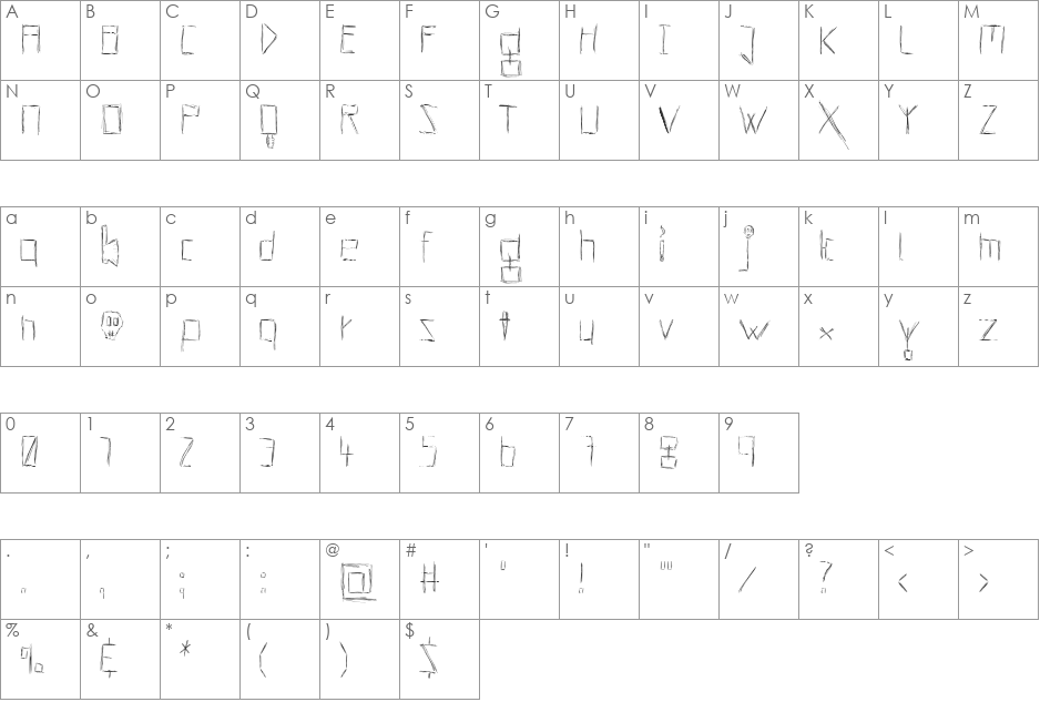 Hells Kittchen Devil God font character map preview