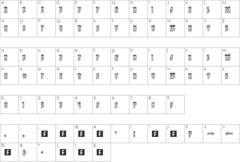 HellStruct font character map preview
