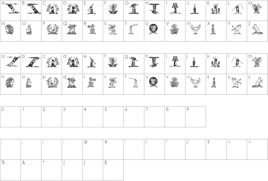 HelmbuschCrestSymbols font character map preview