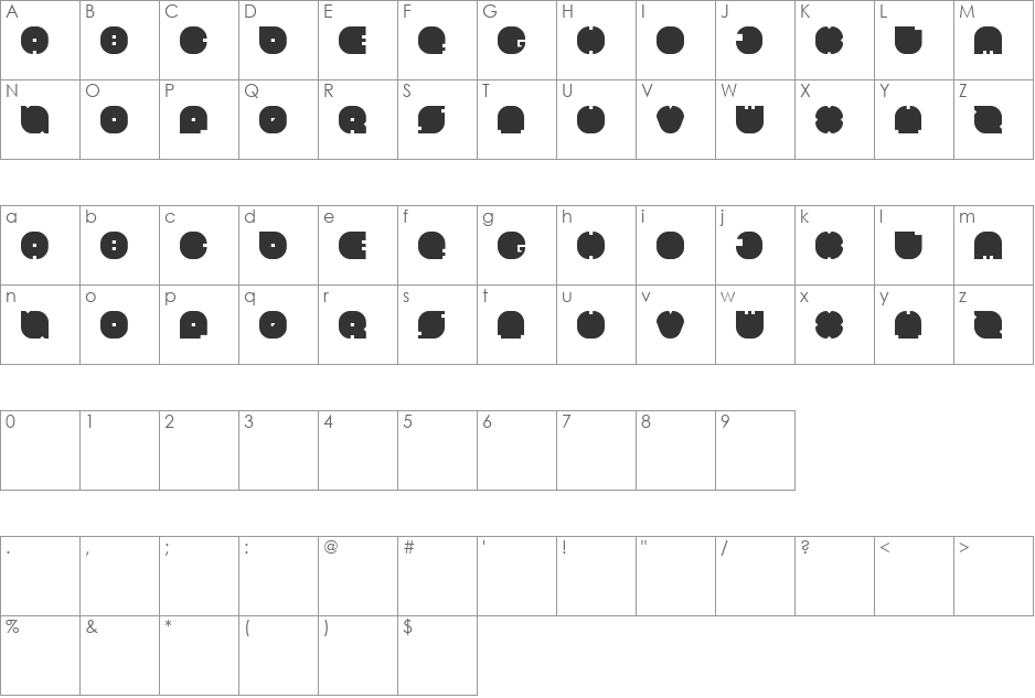 HELMET font character map preview
