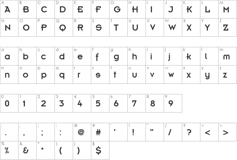 HelterToo font character map preview