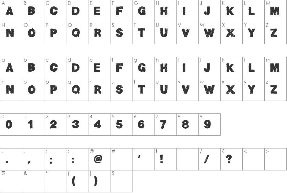 Helv Children font character map preview