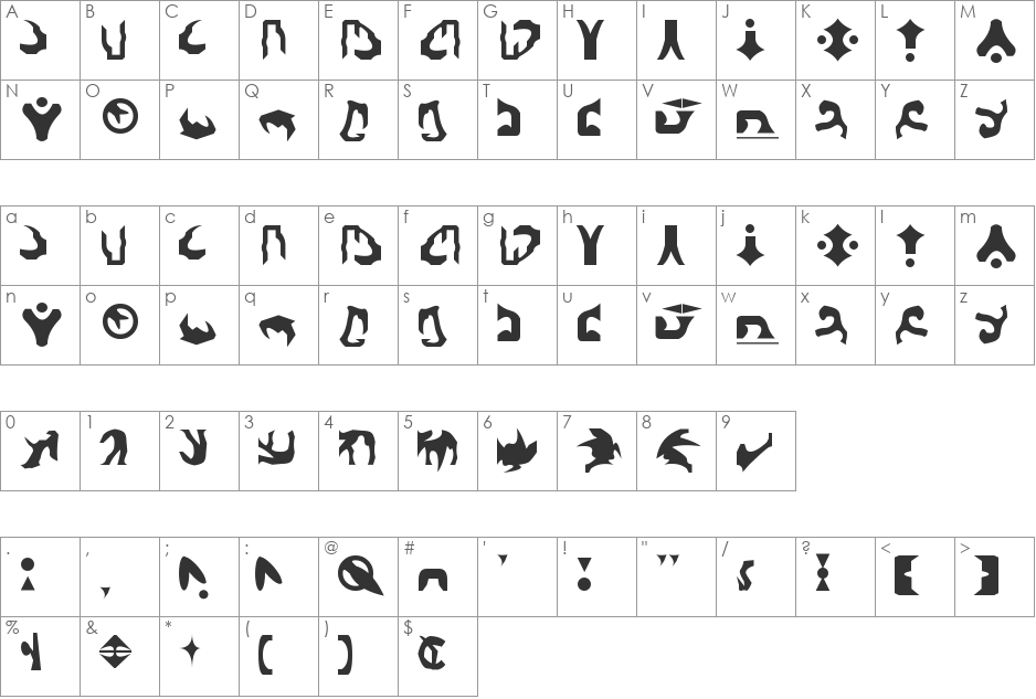 Arcane Font font character map preview