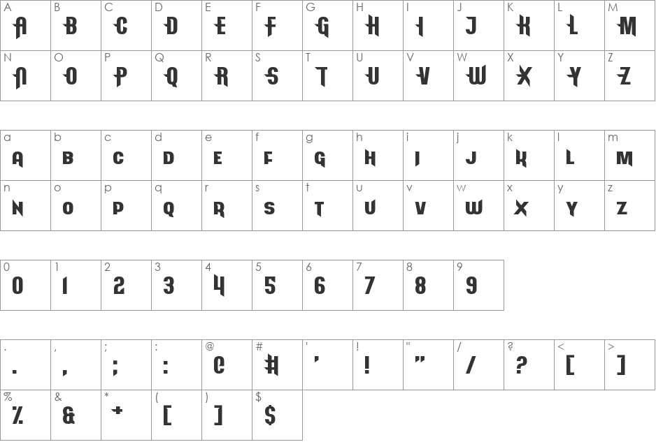 Arcapulse font character map preview