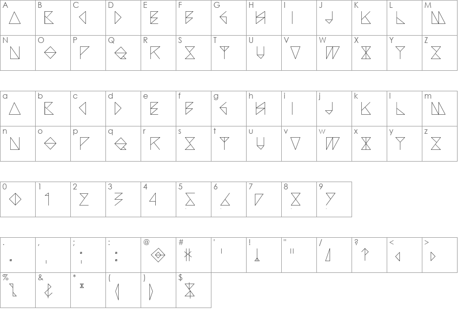Arccos font character map preview