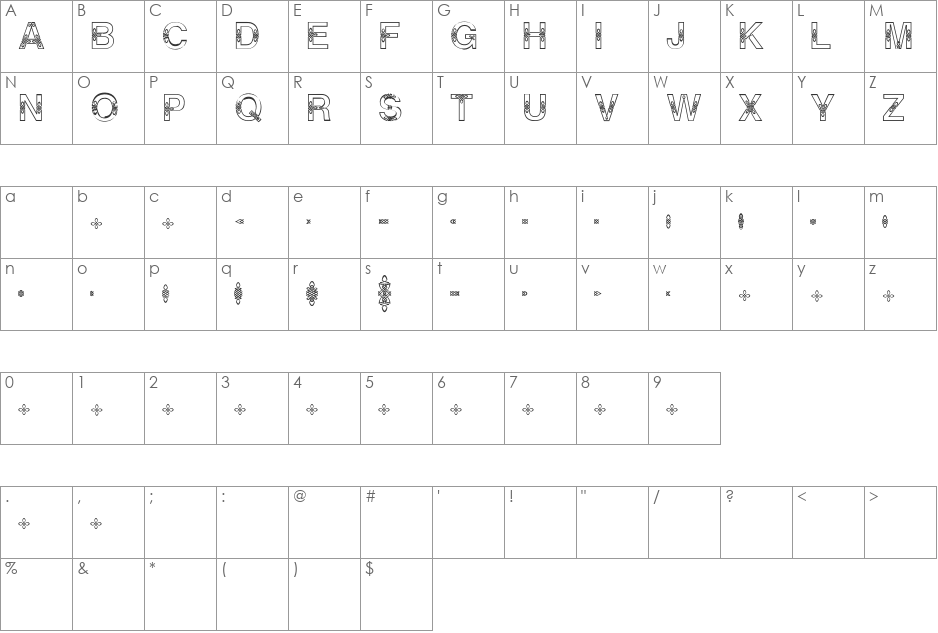 HELVETICIALIEN font character map preview